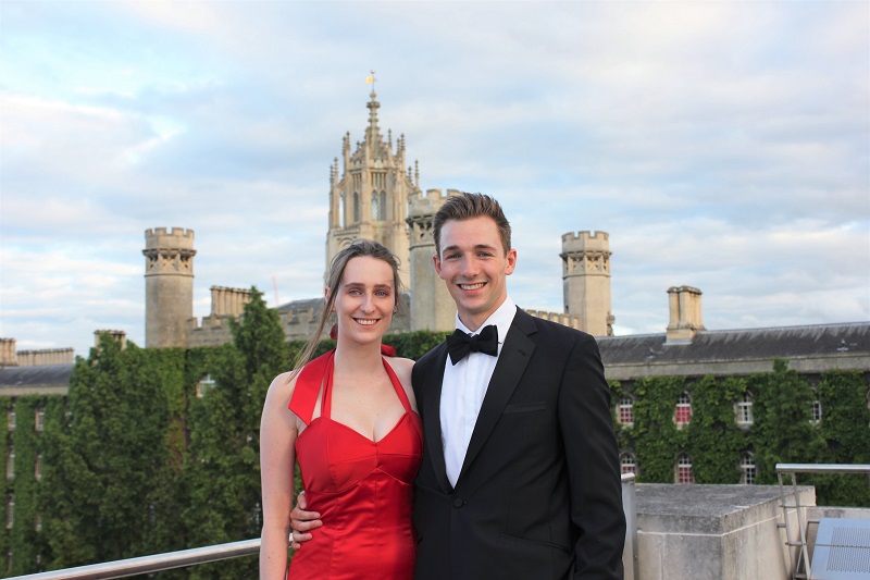 Sam with his sister Rachel at the St John's May Ball in 2018
