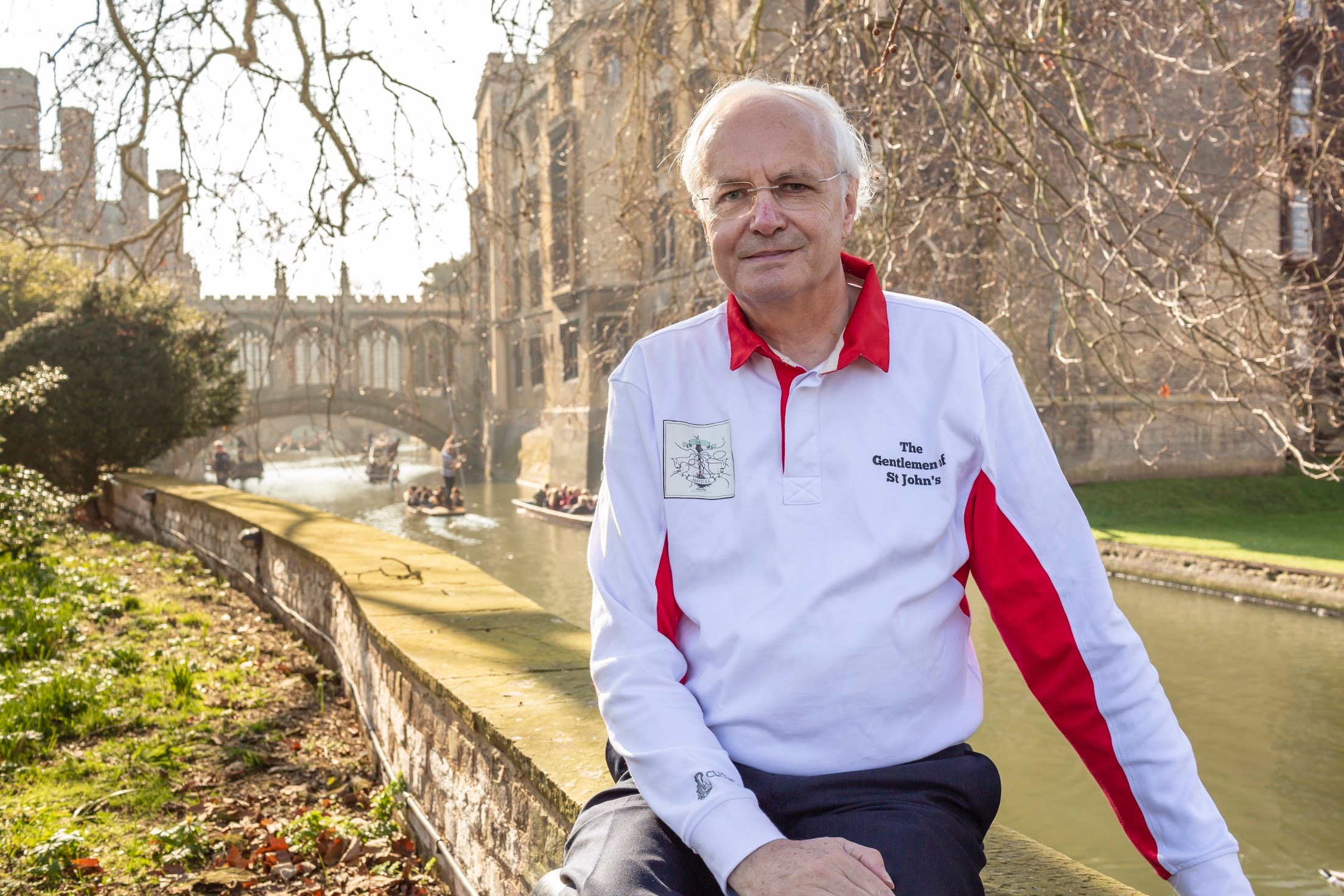 Professor Sir Christopher Dobson in the grounds of the Master's Lodge 