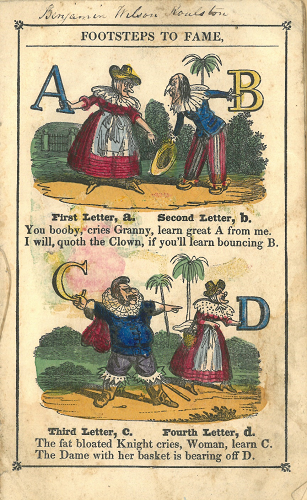 Colourful illustration from a 19th-century children's alphabet book
