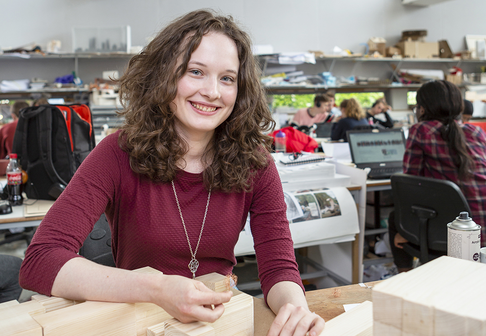 An architecture student in the lab