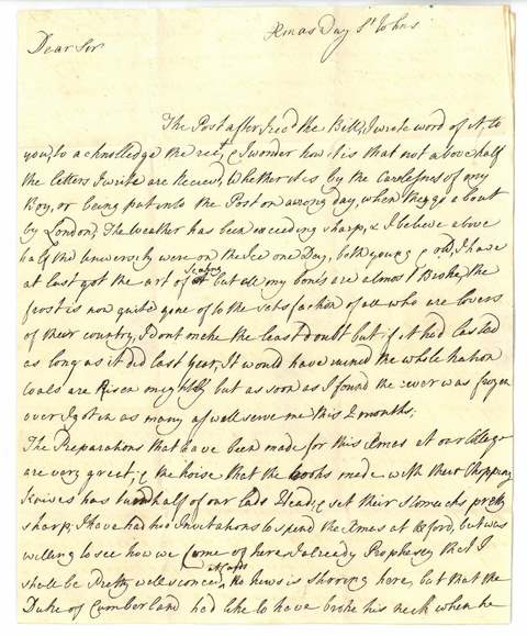 The first page of Baker's letter