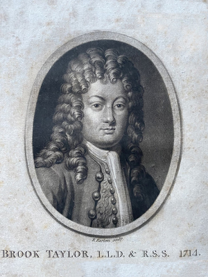 Engraving of Brook Taylor showing fine curly wig