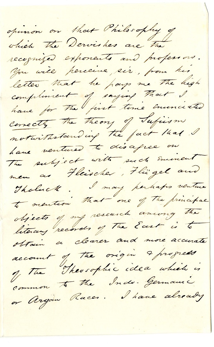 Second page of letter to the Master from Palmer