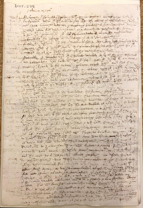 Handwritten letter from Valentine Carey, 1623.