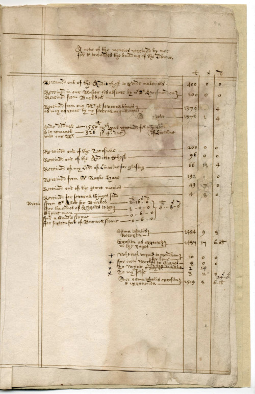 Last page of Handwritten Accounts, 1623-4.