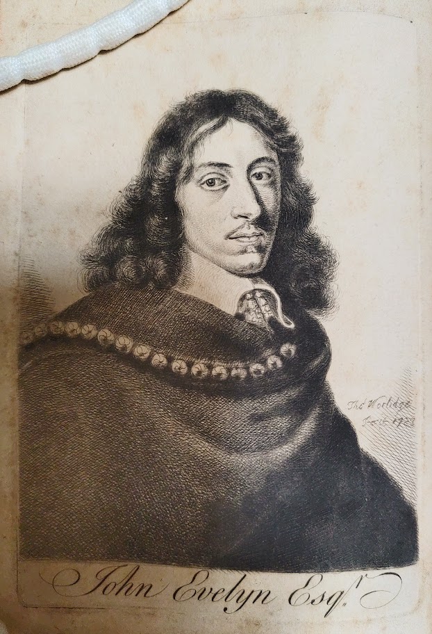 An engraved book illustration captioned 'John Evelyn Esq'.