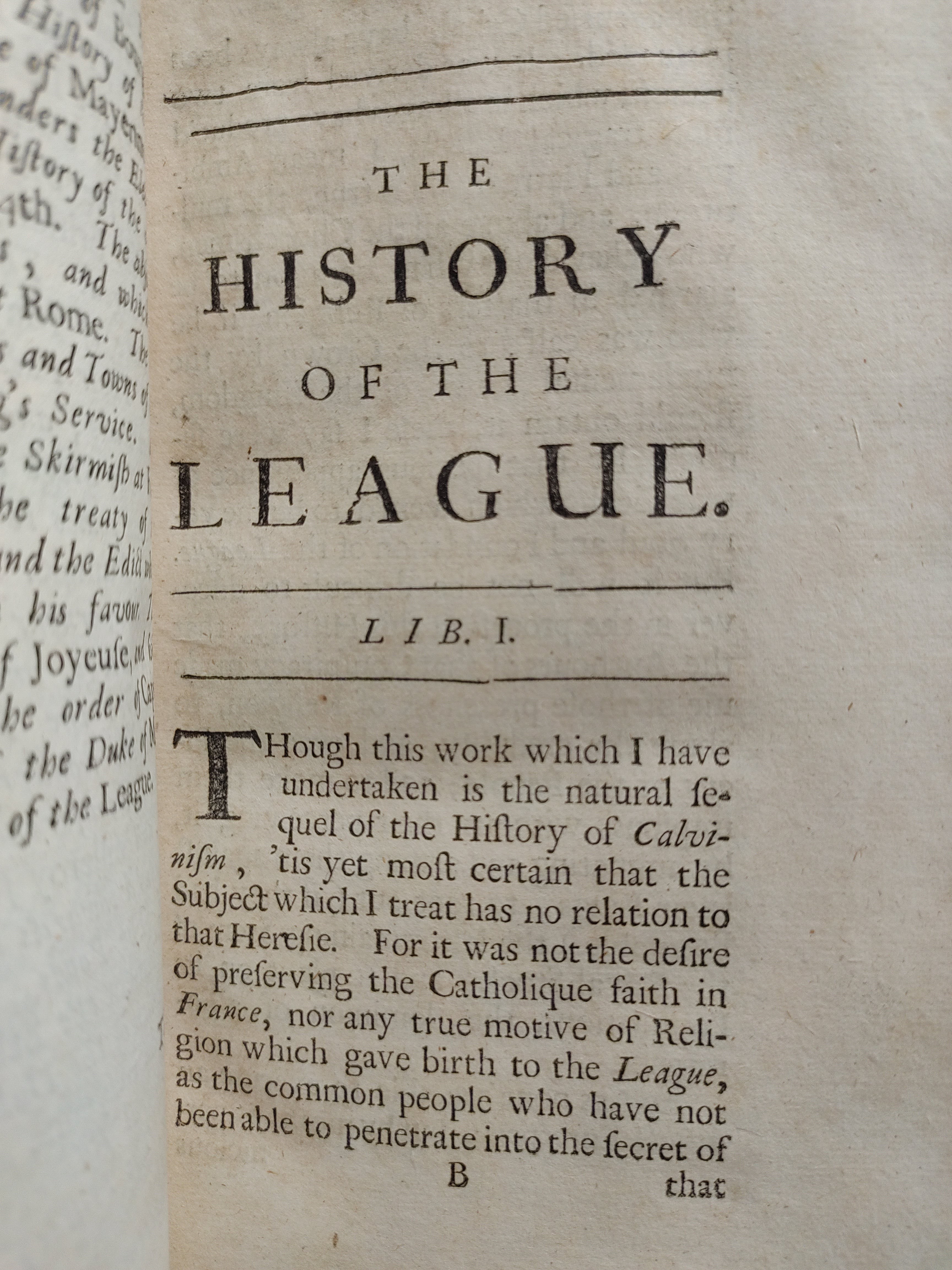 Firts page of 'The History of the League'