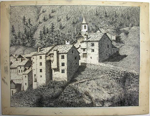 View of a hillside town