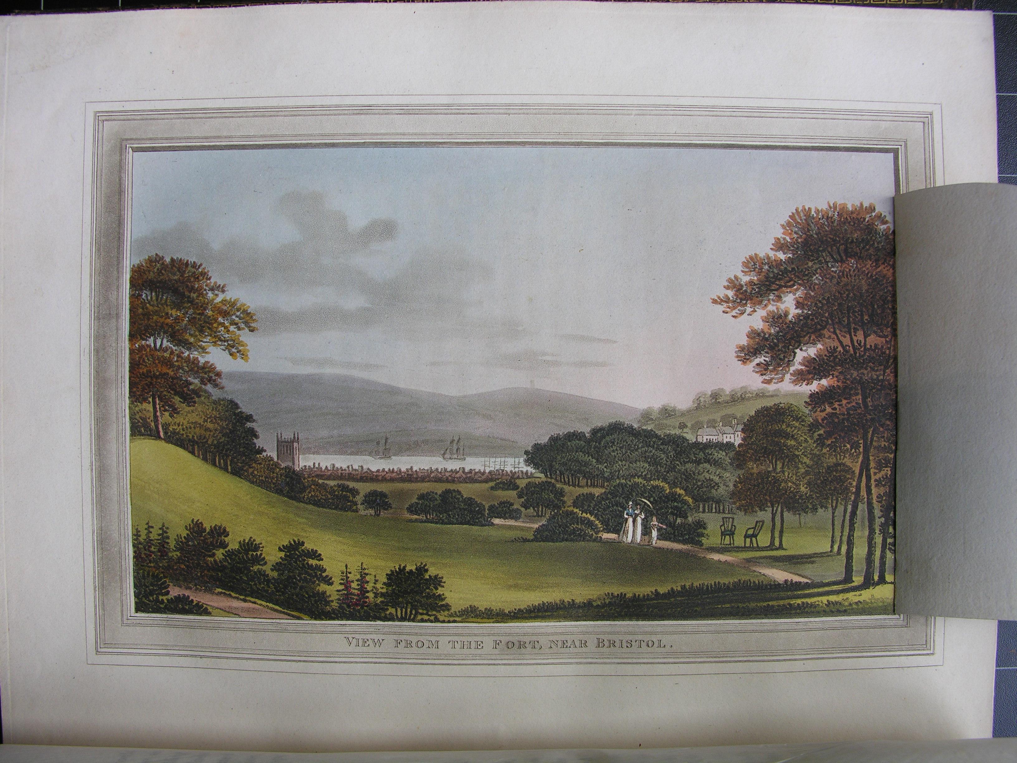 An illustration of the same landscape, but the houses are obscured by trees.