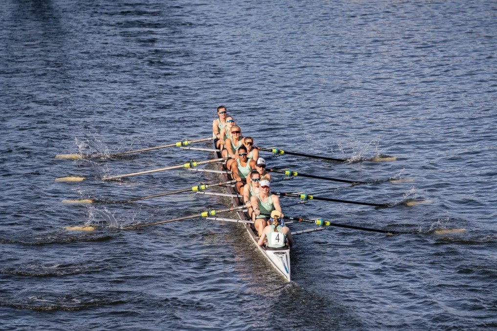 Gemma King and crew competing in the Head of the Charles Regatta