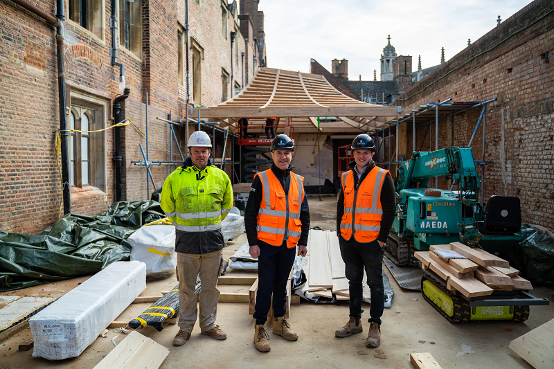 From left: Richard Glover, carpentry supervisor, and Barnes Construction site managers Scott Casey and Jonny Oliver. All photos credit: Nordin Ćatić.