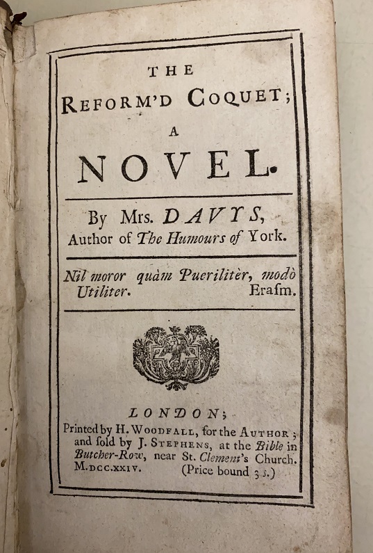 Mary Davys's first novel, published in Cambridge