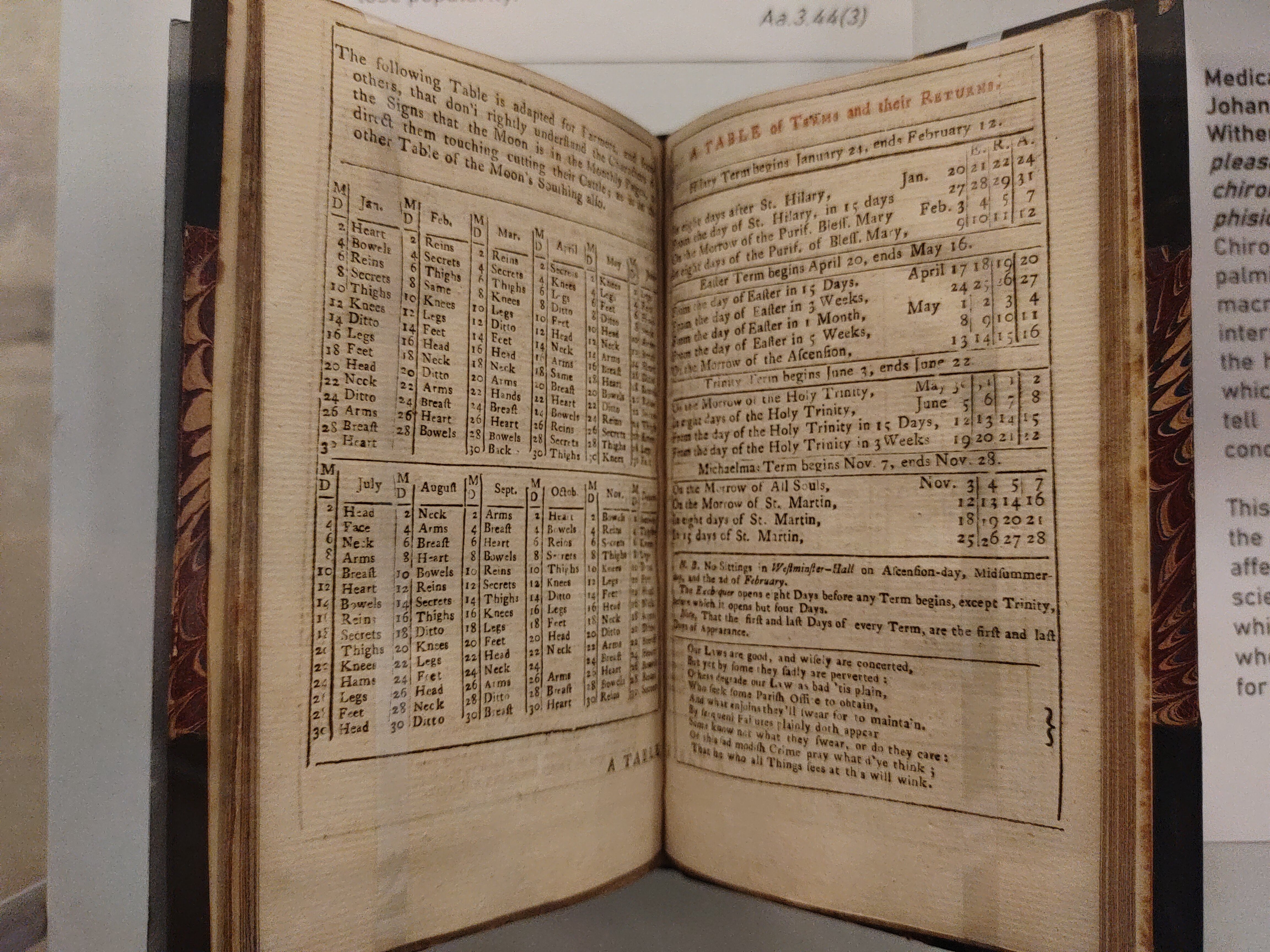 Veterinary medicine in Henry Season’s Speculum anni, or, Season on the seasons : being an almanack for the year of our Lord 1763 (London, 1763)