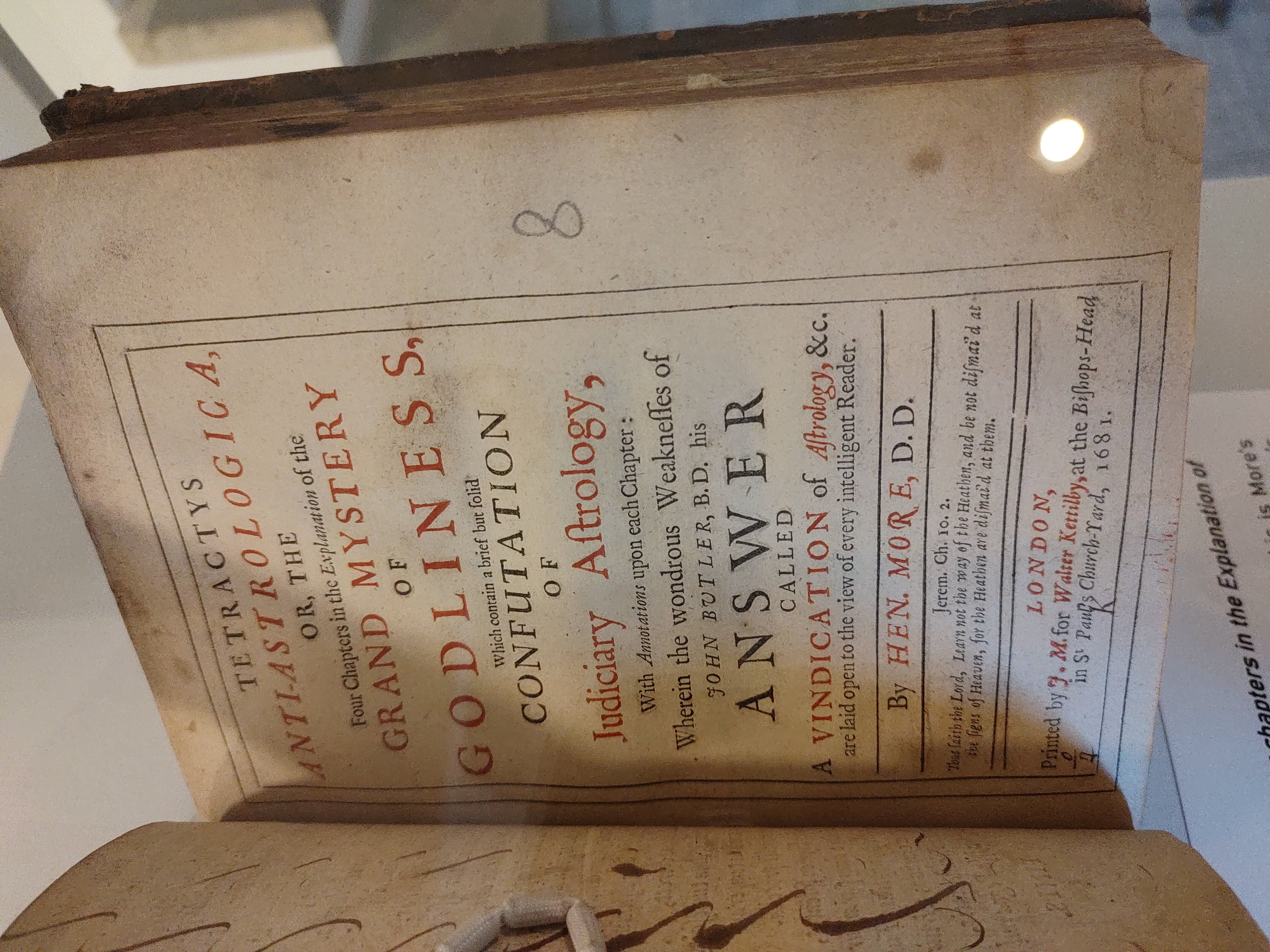 Fighting in the Press II: Henry More’s Tetractys anti-astrologica, or, The four chapters in the Explanation of the grand mystery of godliness (London, 1681)