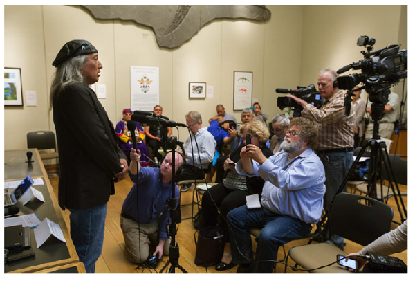 Kennewick Man_ The late Jim Boyd of the Confederated Tribes of the Colville talking at the press conference in 2015 announcing the results of the DNA analysis of Kennewick Man, the Ancient One.