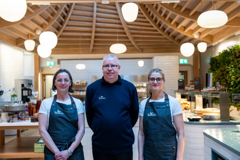 From left: Norma Paterno, Catering Assistant, Ray Stevenson, and Anna Tynska, Catering Assistant. 