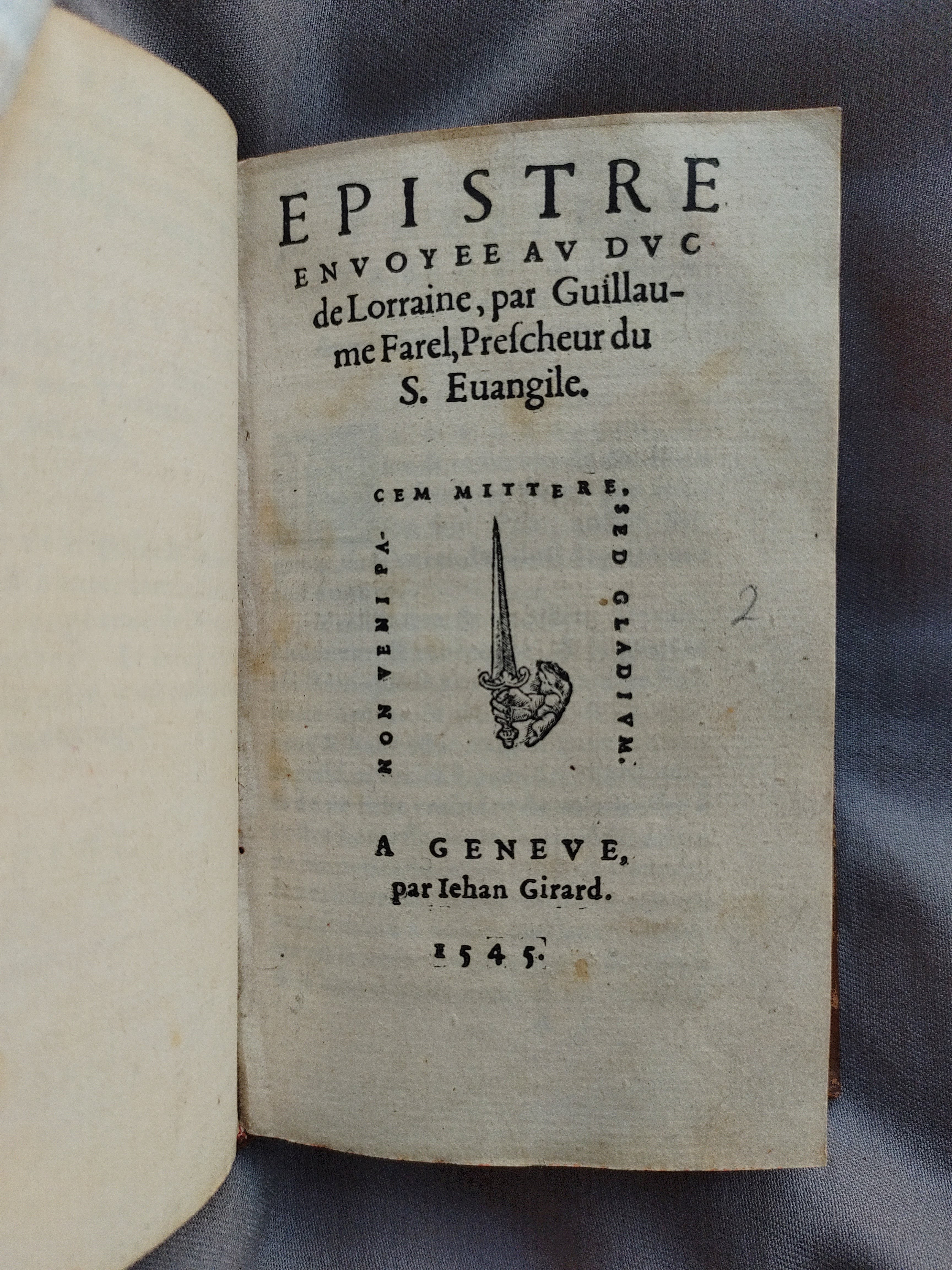 Title page of a book printed in Geneva