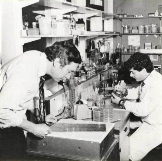 Richard Perham in the laboratory