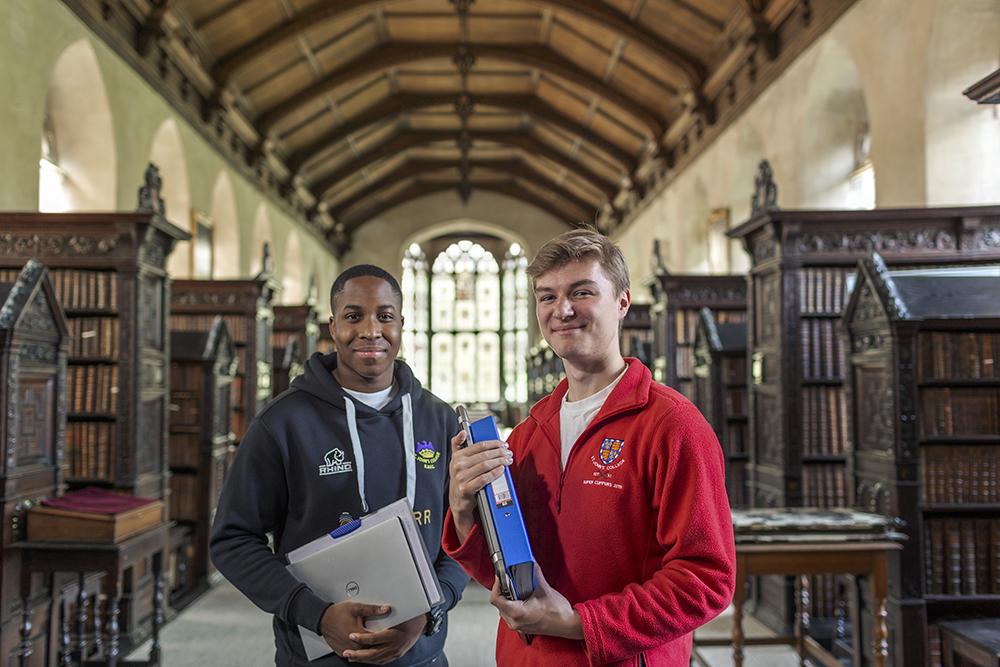 Two students in the Old Library