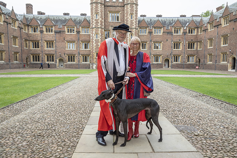 Professor Sir Christopher Dobson, Dr Mary Dobson and Jimbo at Graduation 2019