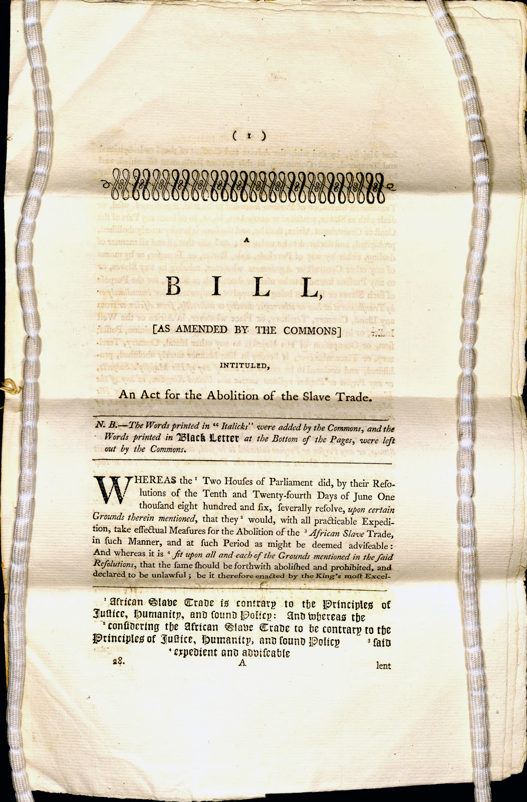 An Act for the Abolition of the Slave Trade
