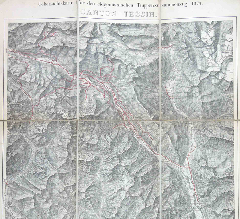 Map of Canton Ticino, 1874