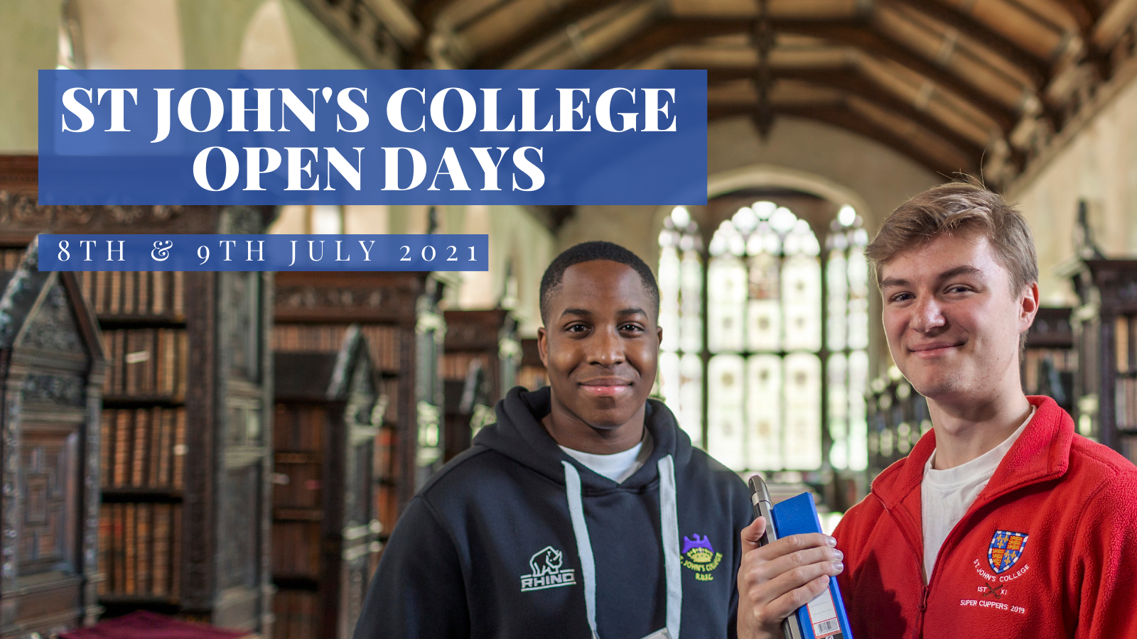 Students in Old Library with Open Days heading