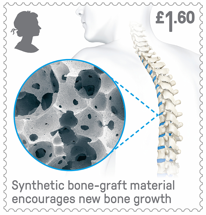Royal Mail synthetic bone-graft stamp design