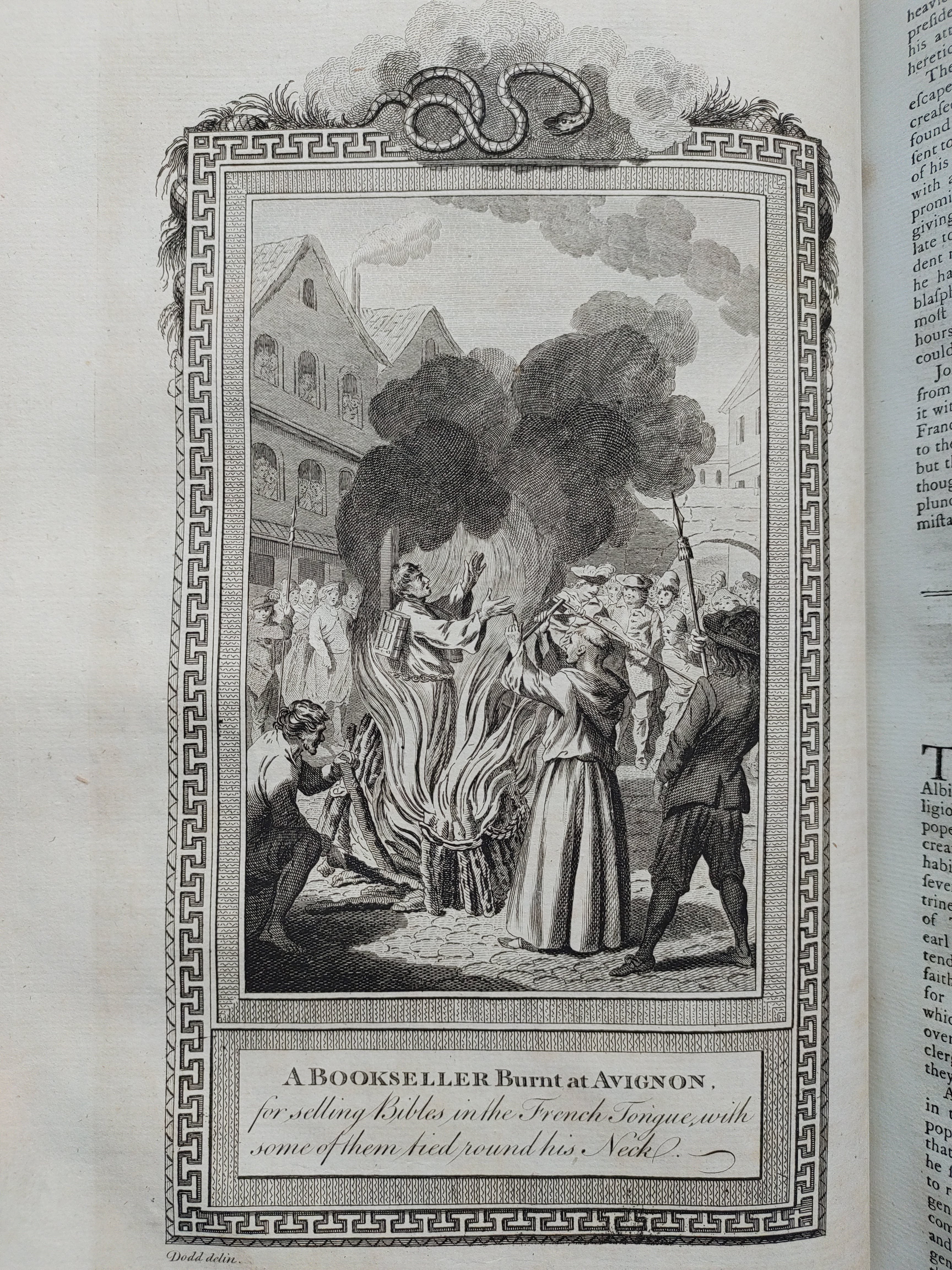 Image of a bookseller being burnt in Avignon