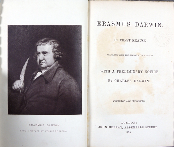 Title page with frontispiece portrait of Erasmus Darwin