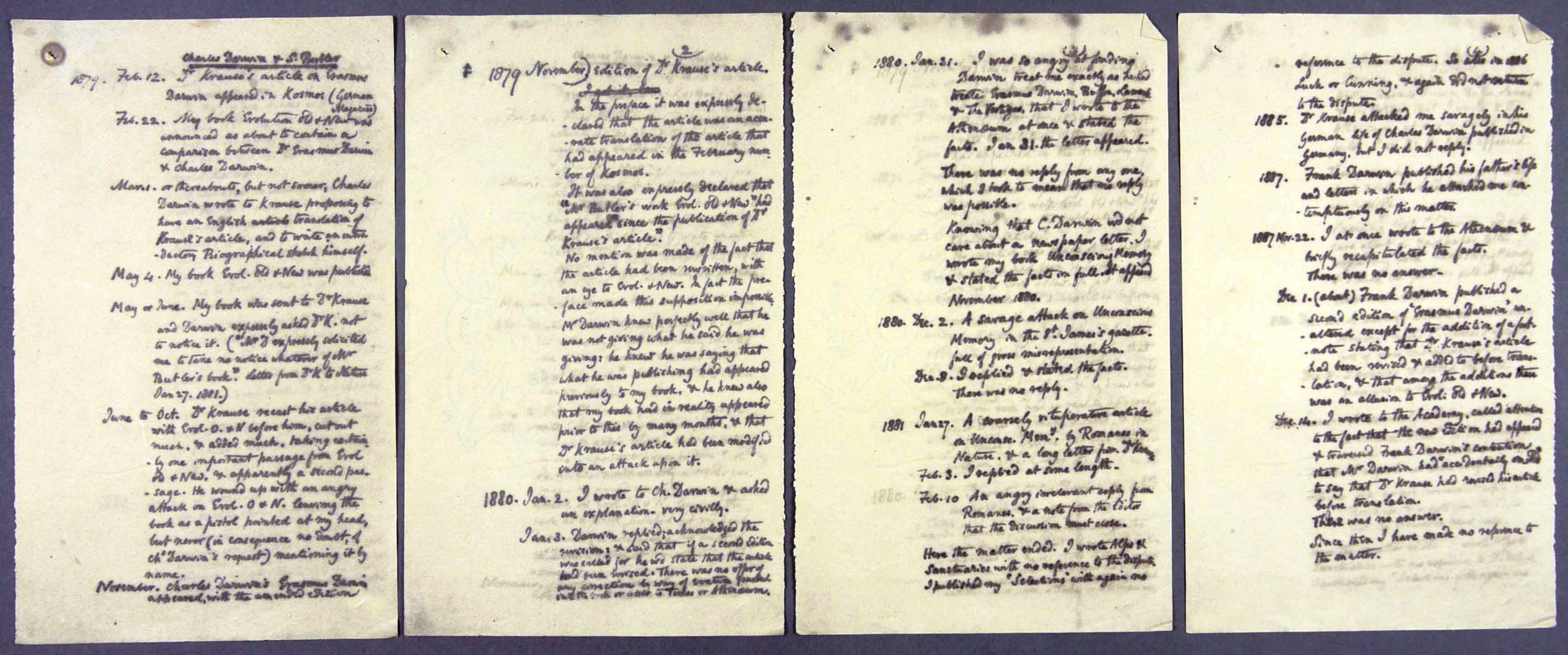 Pressed copy of manuscript notes