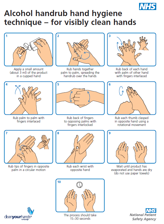 alcohol handrub technique