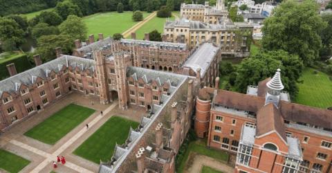 College viewed from above showing courtyards
