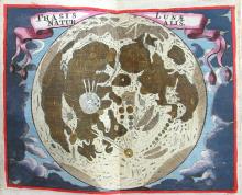 Hand-coloured chart of the moon