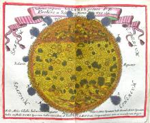 Hand-coloured chart of the sun