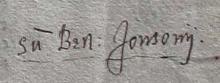 Signature of Ben Jonson