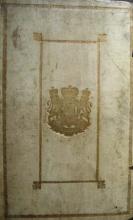 Gold-tooled vellum binding