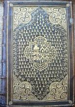 Gold-tooled brown morocco binding